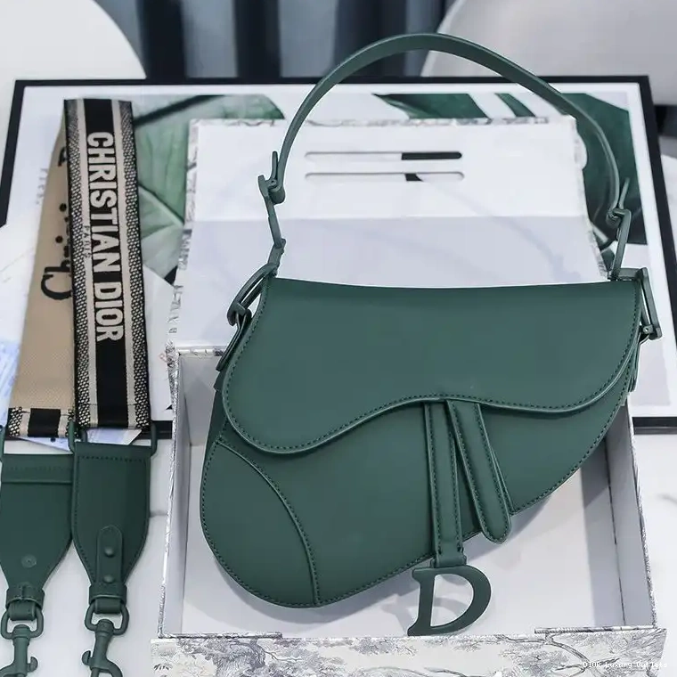 Dior Saddle Green Ultramatte Calfskin Bag 0421 Luxury